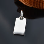 Rechteck-Anhänger mit Herzöse, glänzend poliert, 925 Silber