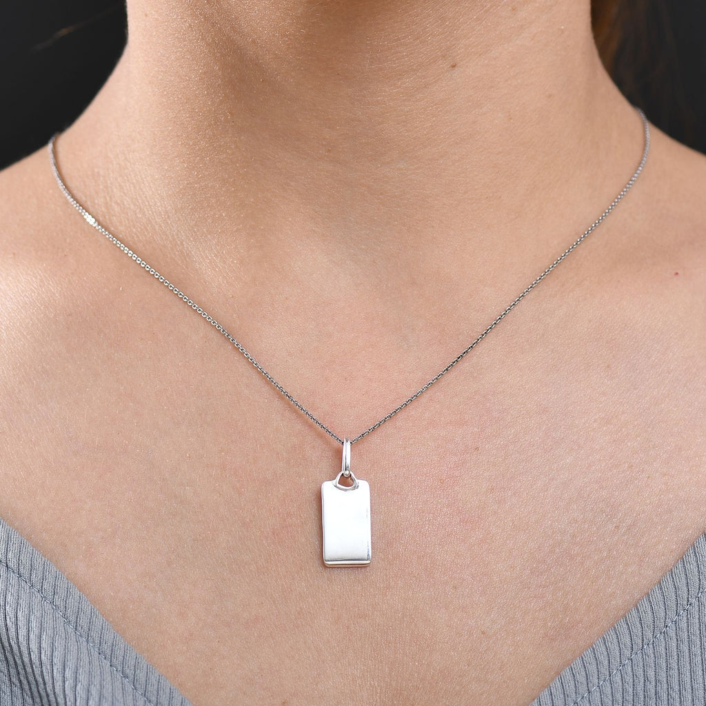 Rechteck-Anhänger mit Herzöse, glänzend poliert, 925 Silber