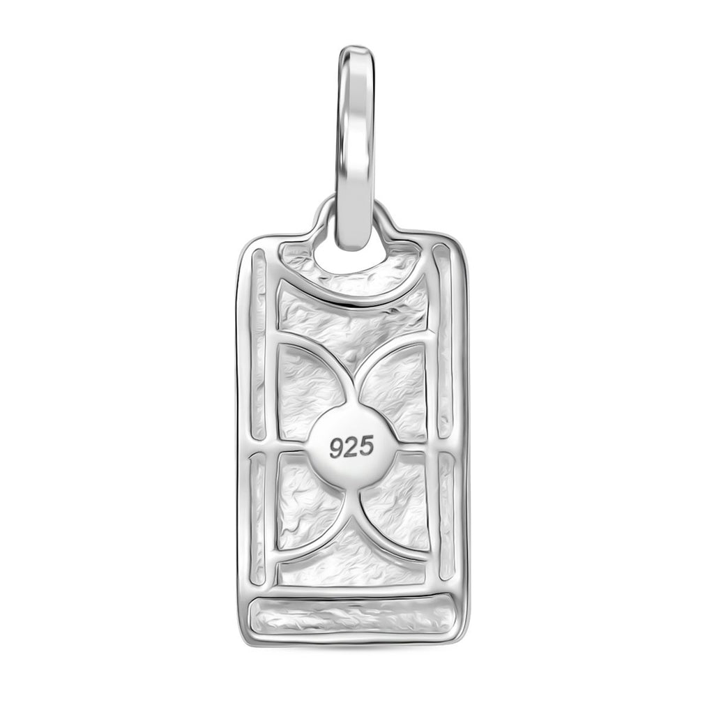 Rechteck-Anhänger mit Herzöse, glänzend poliert, 925 Silber