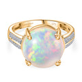 AAA Natürlicher, äthiopischer Welo Opal, Lab Grown Diamant Ring 375 Gelbgold (Größe 19.00) ca. 3,82 ct