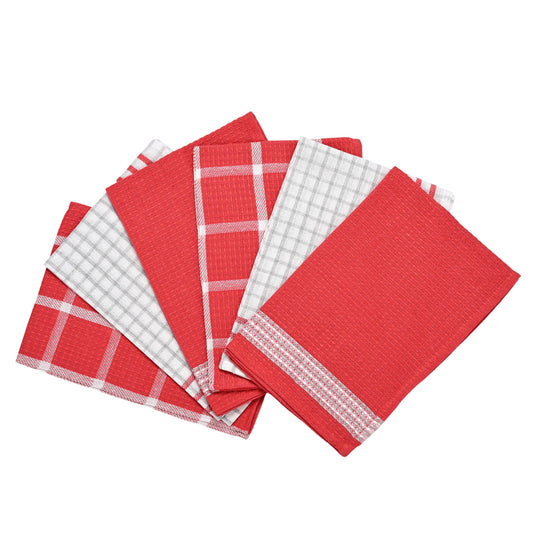 6er-Set Küchentücher aus 100% Baumwolle, gewebt, 35x55 cm, Rot