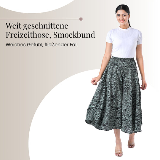 Weit geschnittene Freizeithose, Smockbund, ca. 85 x 39 cm, Weiß und Rot