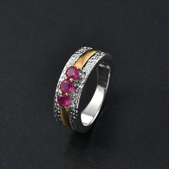 Afrikanischer Rubin (Fissure gefüllt) Ring 925 Silber rhodiniert (Größe 20.00) ca. 0,82 ct