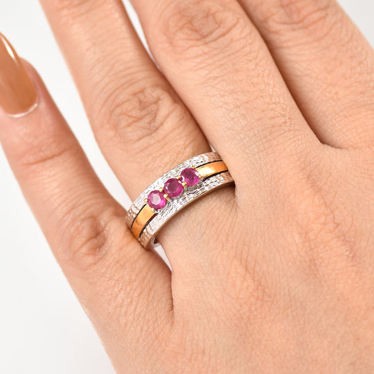 Afrikanischer Rubin (Fissure gefüllt) Ring 925 Silber rhodiniert (Größe 20.00) ca. 0,82 ct