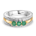 Kagem Sambischer Smaragd Ring 925 Silber rhodiniert (Größe 17.00) ca. 0,54 ct