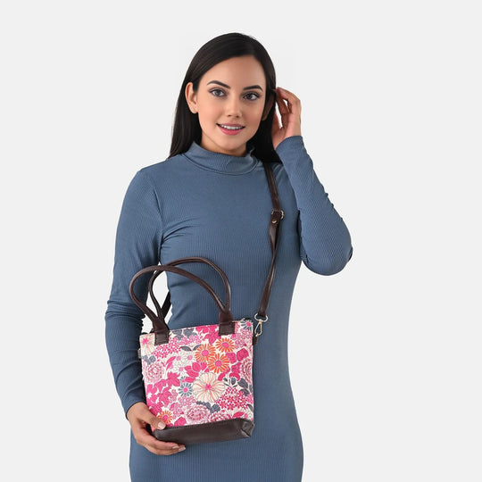 Crossbody Baumwolle, Blockprint, 25.4 x 23 cm, Hellblau