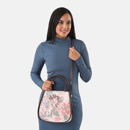 2er Set - Handtasche und Geldbörse, Baumwolle, Grau Floral
