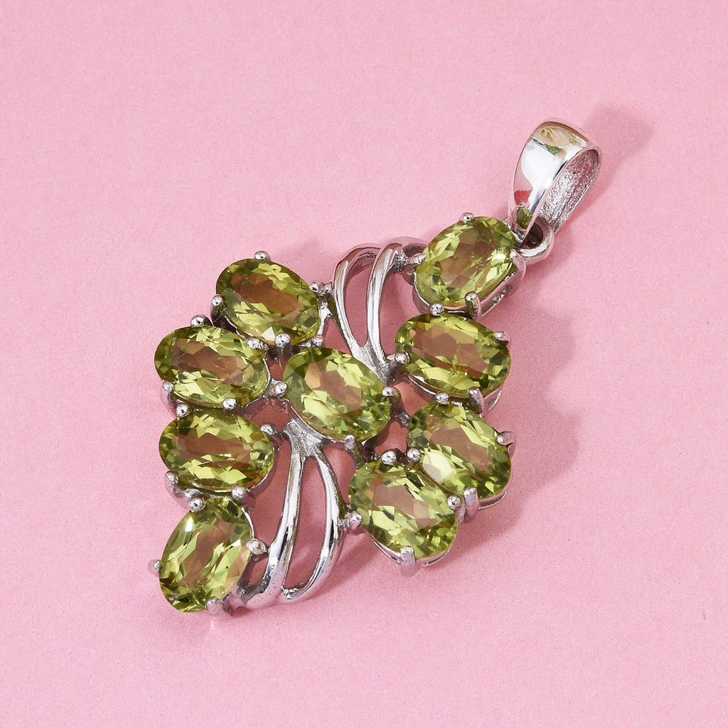 Natürlicher Peridot Anhänger, 925 Silber rhodiniert, ca. 4.48 ct