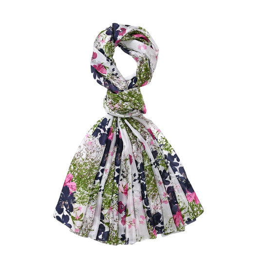 LA MAREY - 100% Maulbeeren-Seidenschal, Chiffon, 195x110cm, Grün