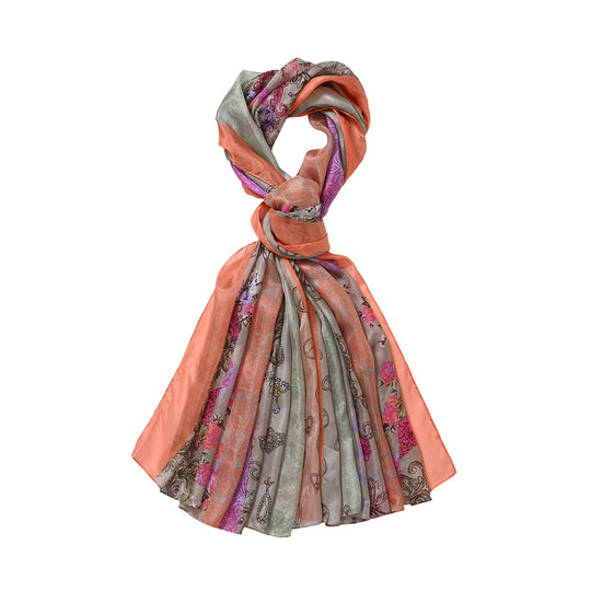 LA MAREY - 100% Maulbeeren-Seidenschal, Chiffon, 195x110cm, Grün