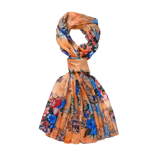 LA MAREY - 100% Maulbeeren-Seidenschal, Chiffon, 195x110cm, Grün