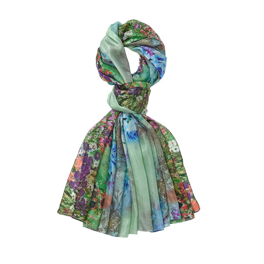 LA MAREY - 100% Maulbeeren-Seidenschal, Chiffon, 195x110cm, Grün