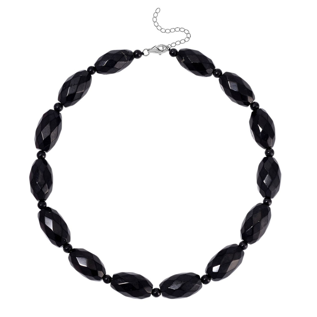 SEHR SELTEN - Shungit Halskette ca. 45cm + 5cm extender, 925 Silber rhodiniert ca. 590.00 ct