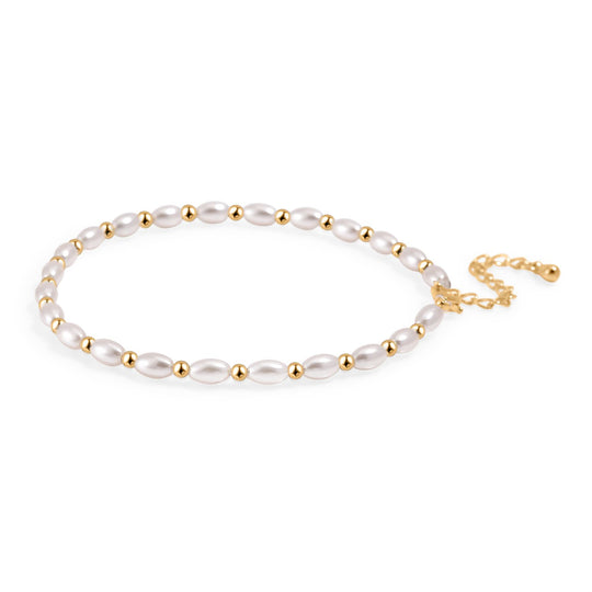 Rosa Muschelkernperle Armband, 18+5cm, Legierung vergoldet