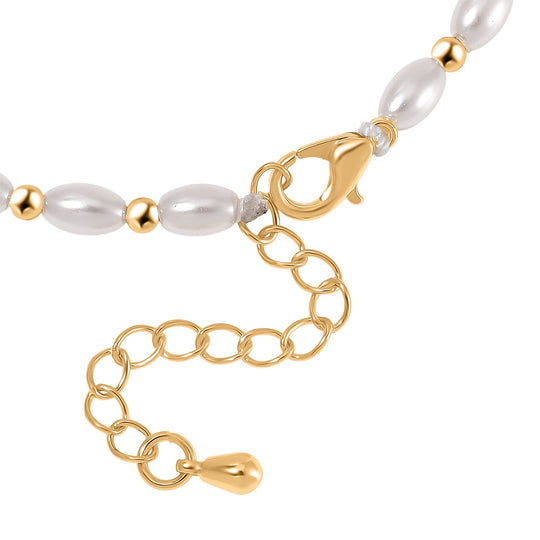 Rosa Muschelkernperle Armband, 18+5cm, Legierung vergoldet