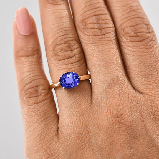 AAAA Tansanit Ring 585 Gold (Größe 20.00) ca. 2.72 ct
