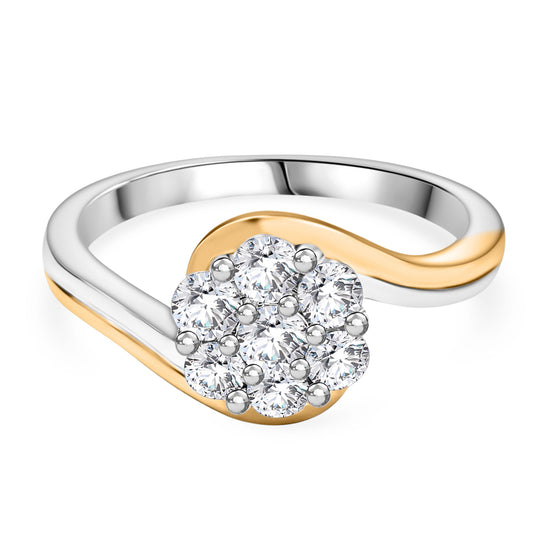 Moissanit Ring 925 Silber platiniert und vergoldet (Größe 20.00) ca. 0.56 ct