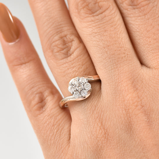 Moissanit Ring 925 Silber platiniert und vergoldet (Größe 20.00) ca. 0.56 ct
