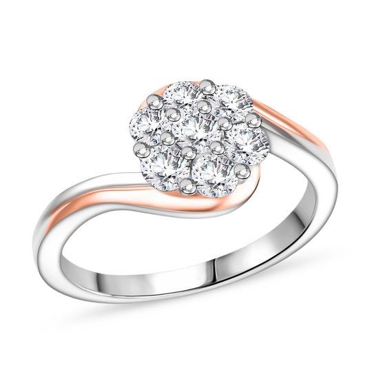 Moissanit Ring 925 Silber platiniert und vergoldet (Größe 20.00) ca. 0.56 ct