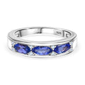 AA Tansanit, Weißer Zirkon Ring 925 Silber rhodiniert (Größe 18.00) ca. 0,96 ct