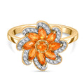 Feueropal Ring, 925 Silber vergoldet (Größe 19.00) ca. 0.77 ct