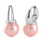 Rosa Muschelkernperle (11-13 mm) Ohrringe, Nickelfreies Messing, silberfarben