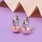 Rosa Muschelkernperle (11-13 mm) Ohrringe, Nickelfreies Messing, silberfarben