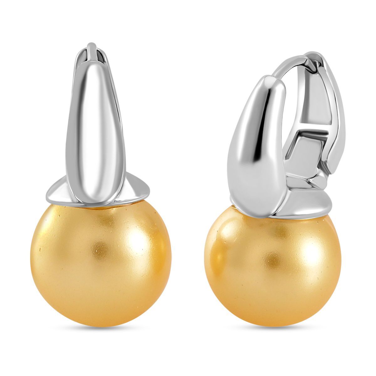 Goldene Muschelkernperle Ohrringe, Messing