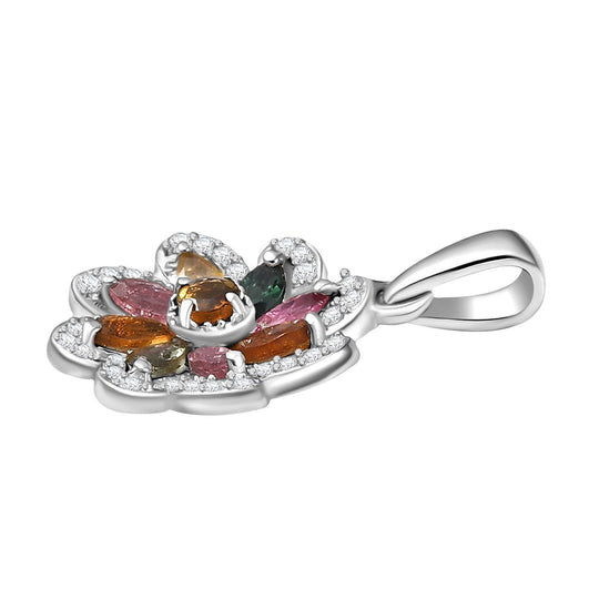 Frühlingsblüte -Mehrfarbig-Turmalin Anhänger 925 Silber rhodiniert ca. 0,99 ct.