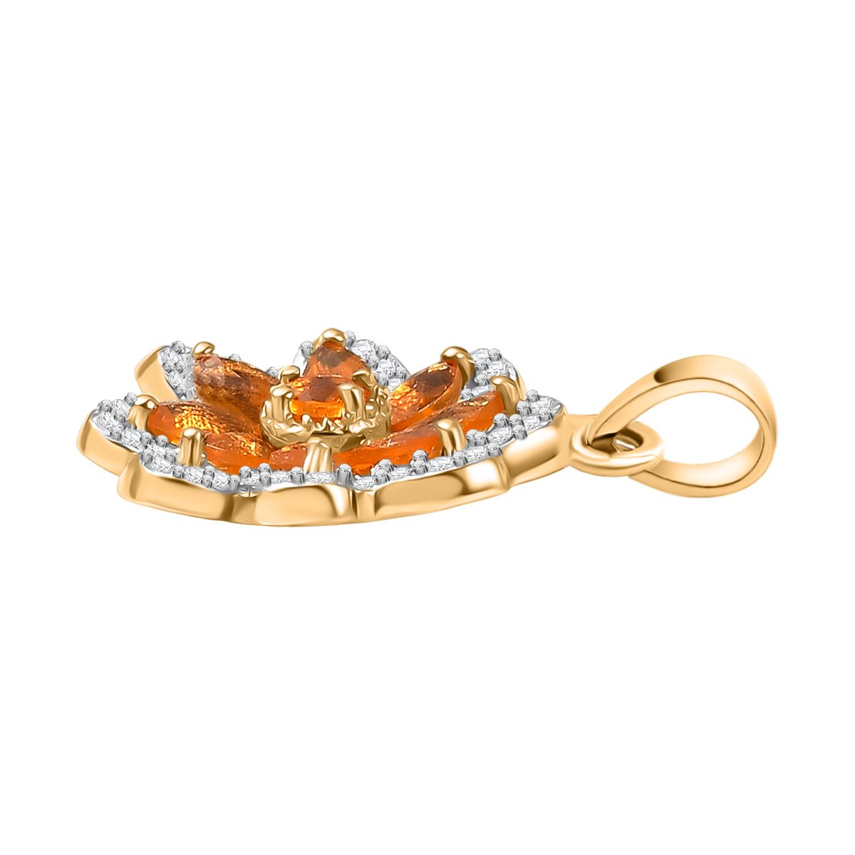 Feuer opal Anhänger 925 Silber vergoldet ca. 0.76 ct