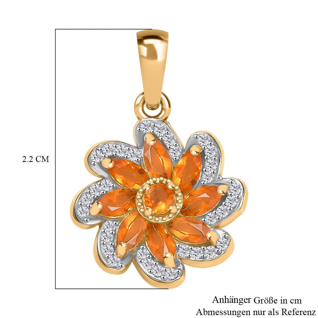 Feuer opal Anhänger 925 Silber vergoldet ca. 0.76 ct