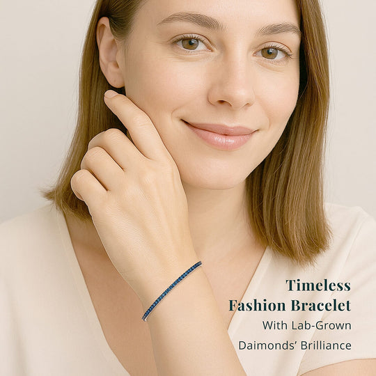 LUXURIANT DIAMOND - Lab Grown Blauer Diamant SI Armband ca. 18.5 cm 925 Silber Rhodiniert ca. 3.00 ct
