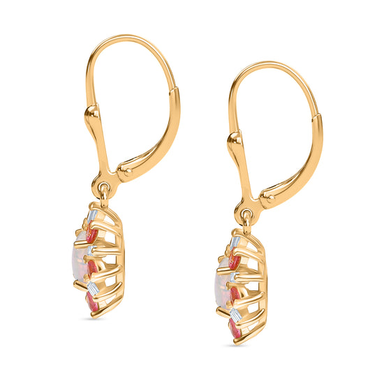 AA Natürlicher, äthiopischer Welo Opal, Rosa Turmalin Ohrringe 925 Silber 750 Gelbgold Vermeil ca. 1.61 ct