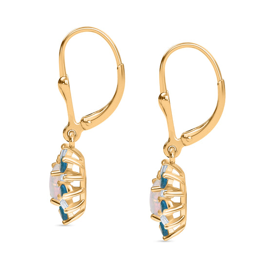 AA Natürlicher, äthiopischer Welo Opal, Neon Apatit Ohrringe 925 Silber 750 Gelbgold Vermeil ca. 1.61 ct