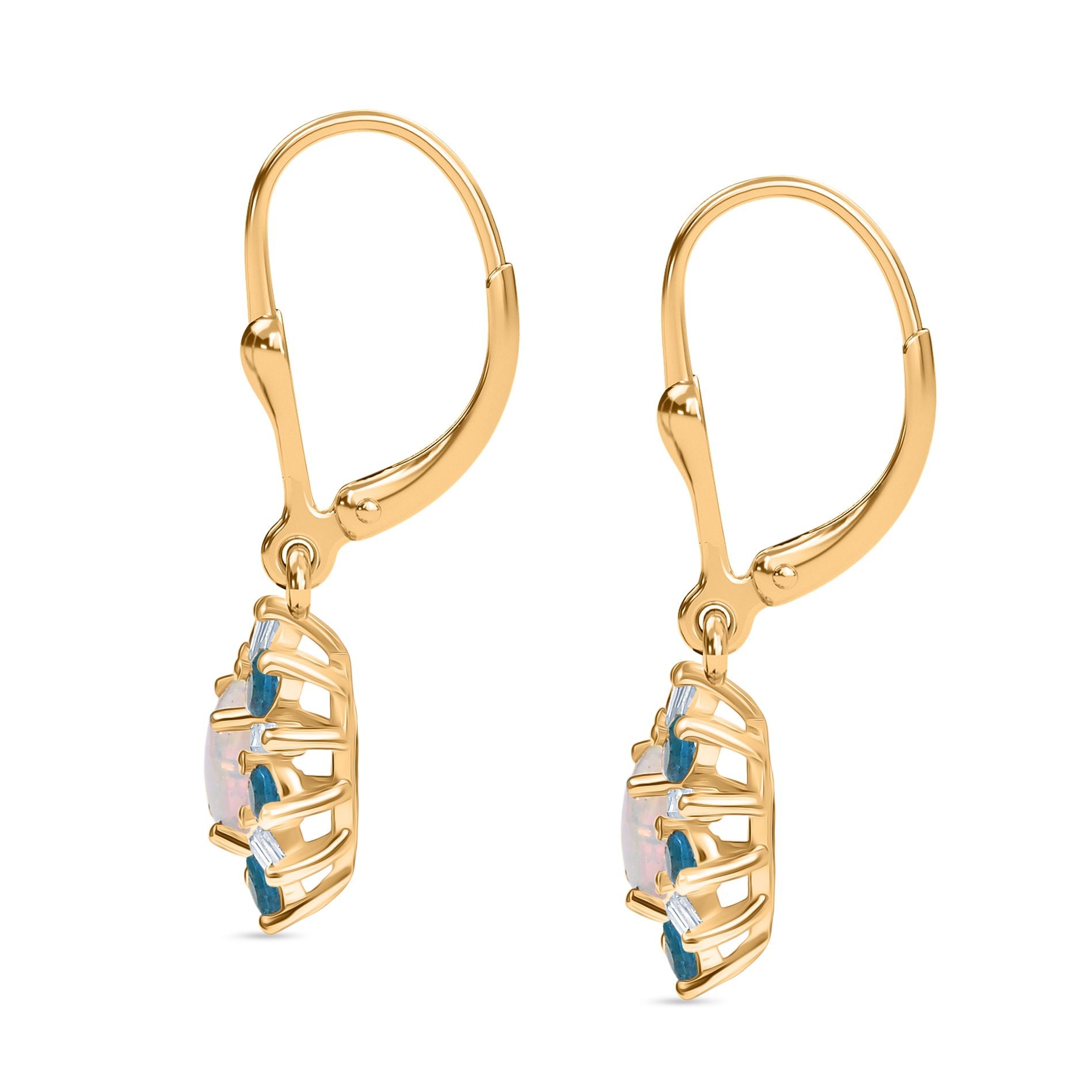 AA Natürlicher, äthiopischer Welo Opal, Neon Apatit Ohrringe 925 Silber 750 Gelbgold Vermeil ca. 1.61 ct