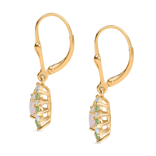 AA Natürlicher, äthiopischer Welo Opal, Tsavorite Granat Ohrringe 925 Silber 750 Gelbgold Vermeil ca. 1.61 ct