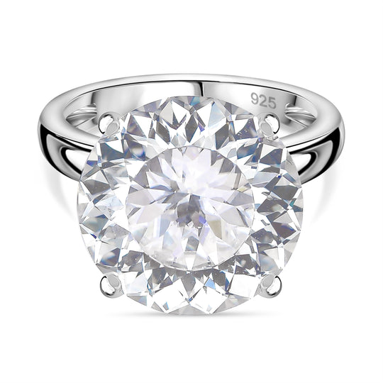 Moissanit Ring 925 Silber rhodiniert (Größe 18.00) ca. 11,52 ct