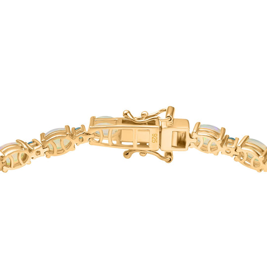 AA Natürliches, äthiopisches Welo Opal und rosa Saphir 19cm Armband, 925 Silber mit 750 Gelbgold Vermeil - 7,49 ct.