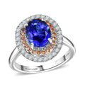 Rhapsody AAAA Tansanit, Weißer Diamant Ring 950 Platin (Größe 16.50) ca. 3,03 ct