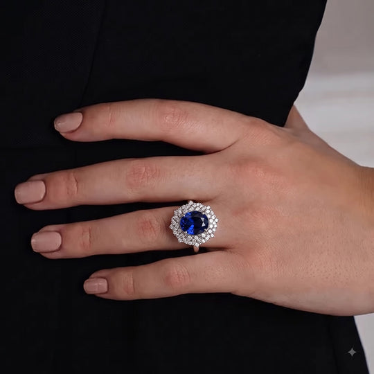 Rhapsody AAAA Tansanit, Weißer Diamant Ring 950 Platin (Größe 18.00)   (10-16 Werktage Lieferzeit) ca. 4,06 ct