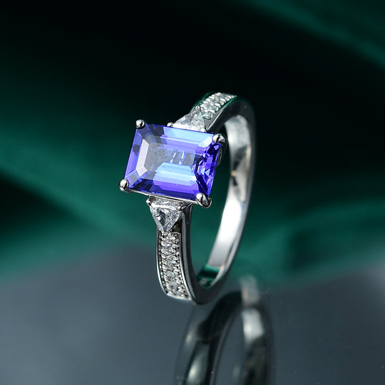 Rhapsody AAAA Tansanit, Weißer Diamant Ring 950 Platin (Größe 17.00)   (10-16 Werktage Lieferzeit) ca. 2,73 ct