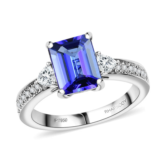 Rhapsody AAAA Tansanit, Weißer Diamant Ring 950 Platin (Größe 17.00)   (10-16 Werktage Lieferzeit) ca. 2,73 ct