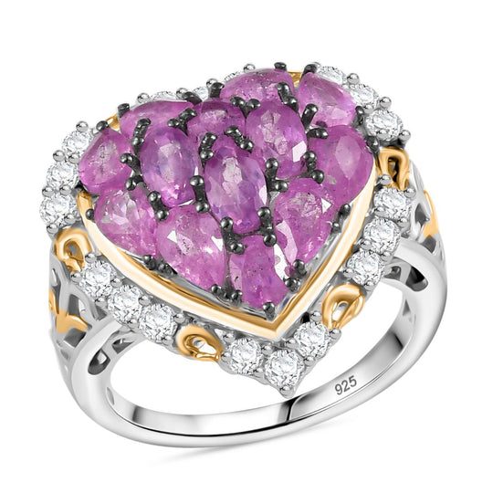 Ilakaka Rosa Saphir (Fissure gefüllt) Ring 925 Silber rhodiniert (Größe 20.00) ca. 4,97 ct