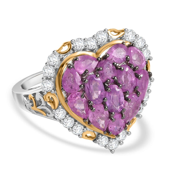 Ilakaka Rosa Saphir (Fissure gefüllt) Ring 925 Silber rhodiniert (Größe 20.00) ca. 4,97 ct