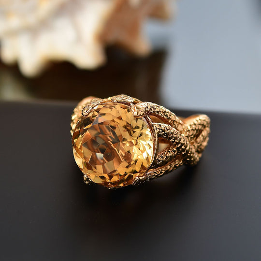 Citrin Ring Messing (Größe 18.00) ca. 10,47 ct