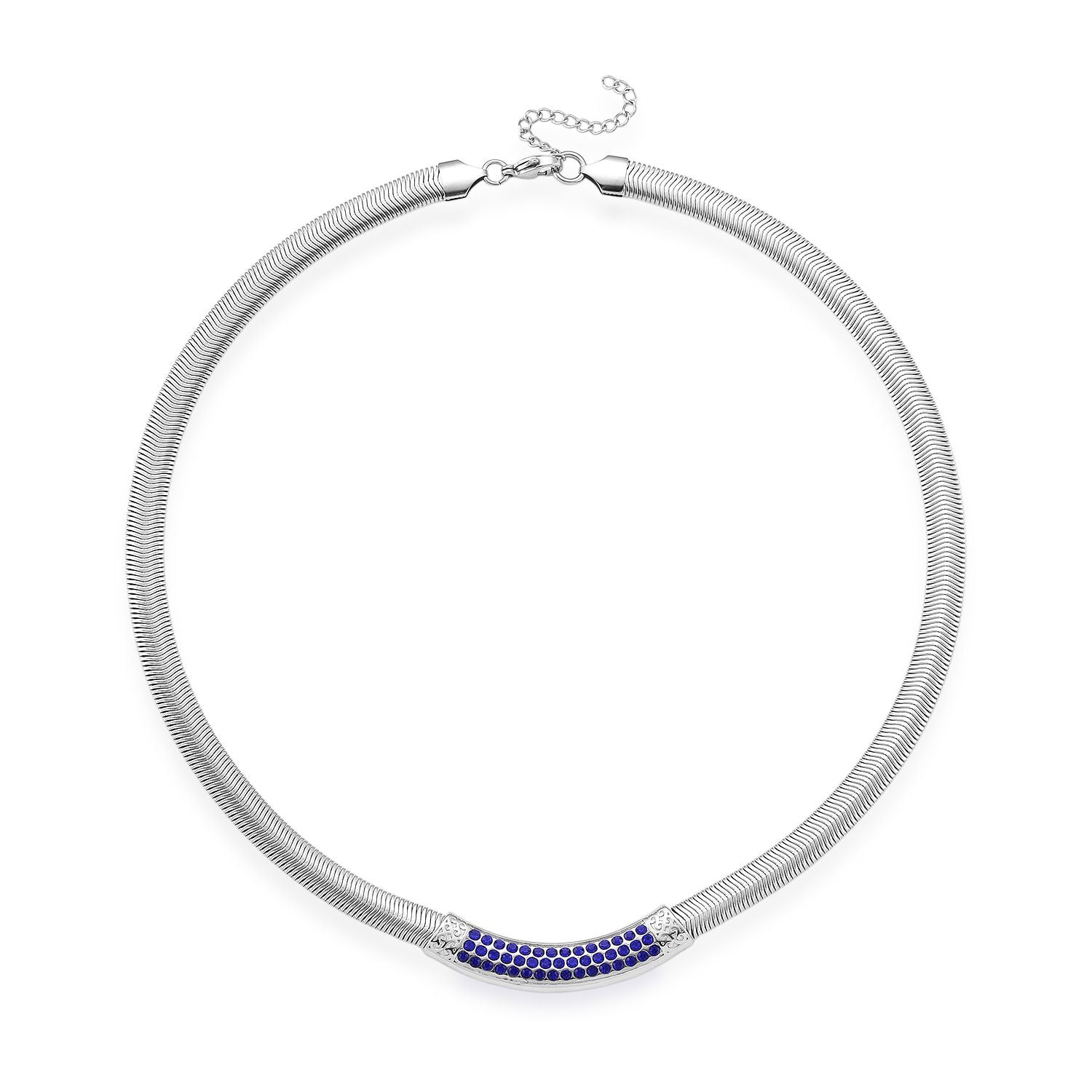 DESIGNER-INSPIRIERT Blaue Kristall Halskette ca. 50 cm + 5 cm extender, Reiner Edelstahl
