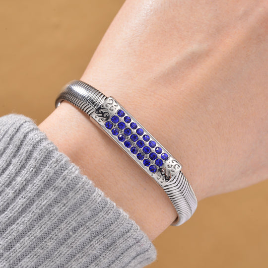 DESIGNER-INSPIRIERT Grünes Kristall-Armband, ca. 19 cm mit 5cm extender, Reiner Edelstahl, Goldfarben
