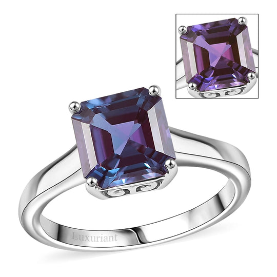 AAA Lab Grown Alexandrit Ring, AGI zertifiziert und geprüft, 417 Weiß Gold (Größe 18.00) ca. 2.95 ct