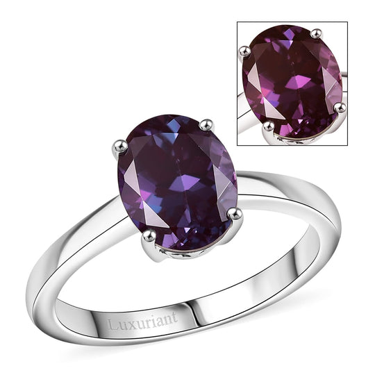 AAA Lab Grown Alexandrit Ring, AGI zertifiziert und geprüft, 417 Weiß Gold (Größe 19.00) ca. 2.38 ct