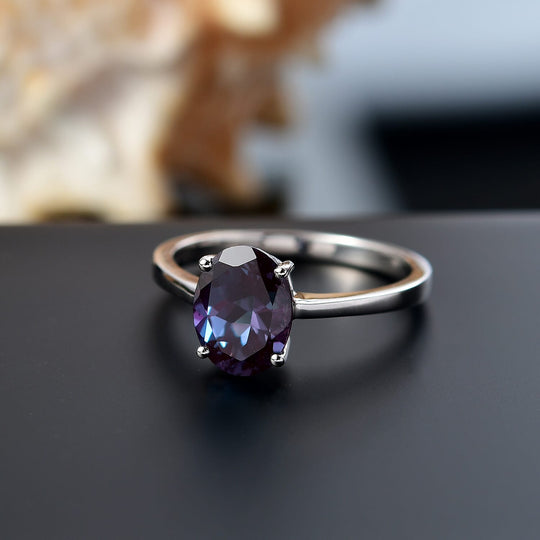 AAA Lab Grown Alexandrit Ring, AGI zertifiziert und geprüft, 417 Weiß Gold (Größe 19.00) ca. 2.38 ct